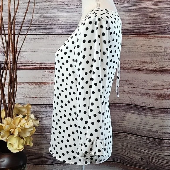 C Black and White Polka Dot Blouse - Picture 3 of 13